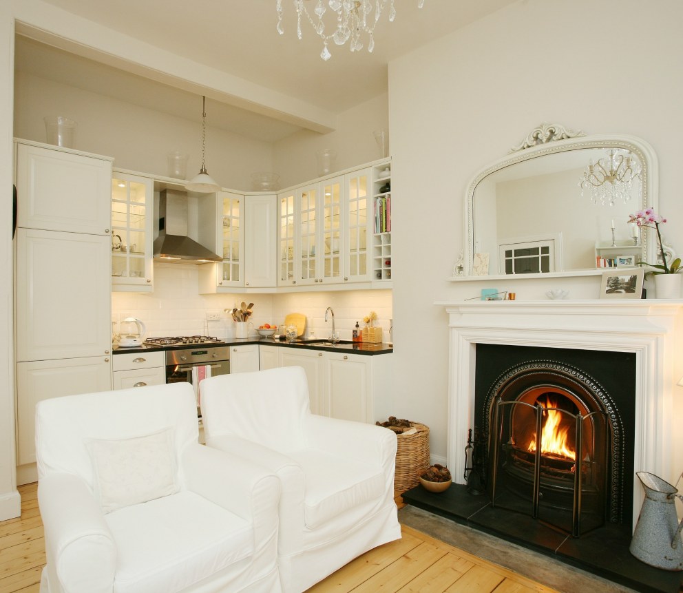 Edinburgh period apartment | Living space with real fire | Interior Designers